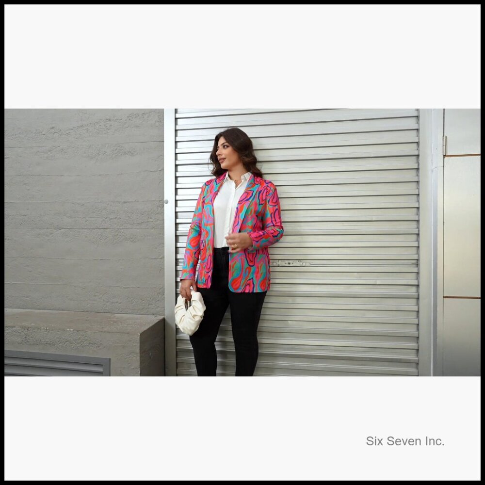 Polyester Blazer Jacket Open Front Long Sleeve Bu… - image 7